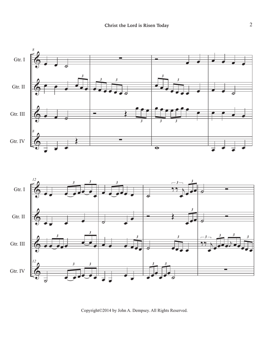 Christ the Lord is Risen Today (Guitar Quartet) Guitar Ensemble scores gallery preview page 6