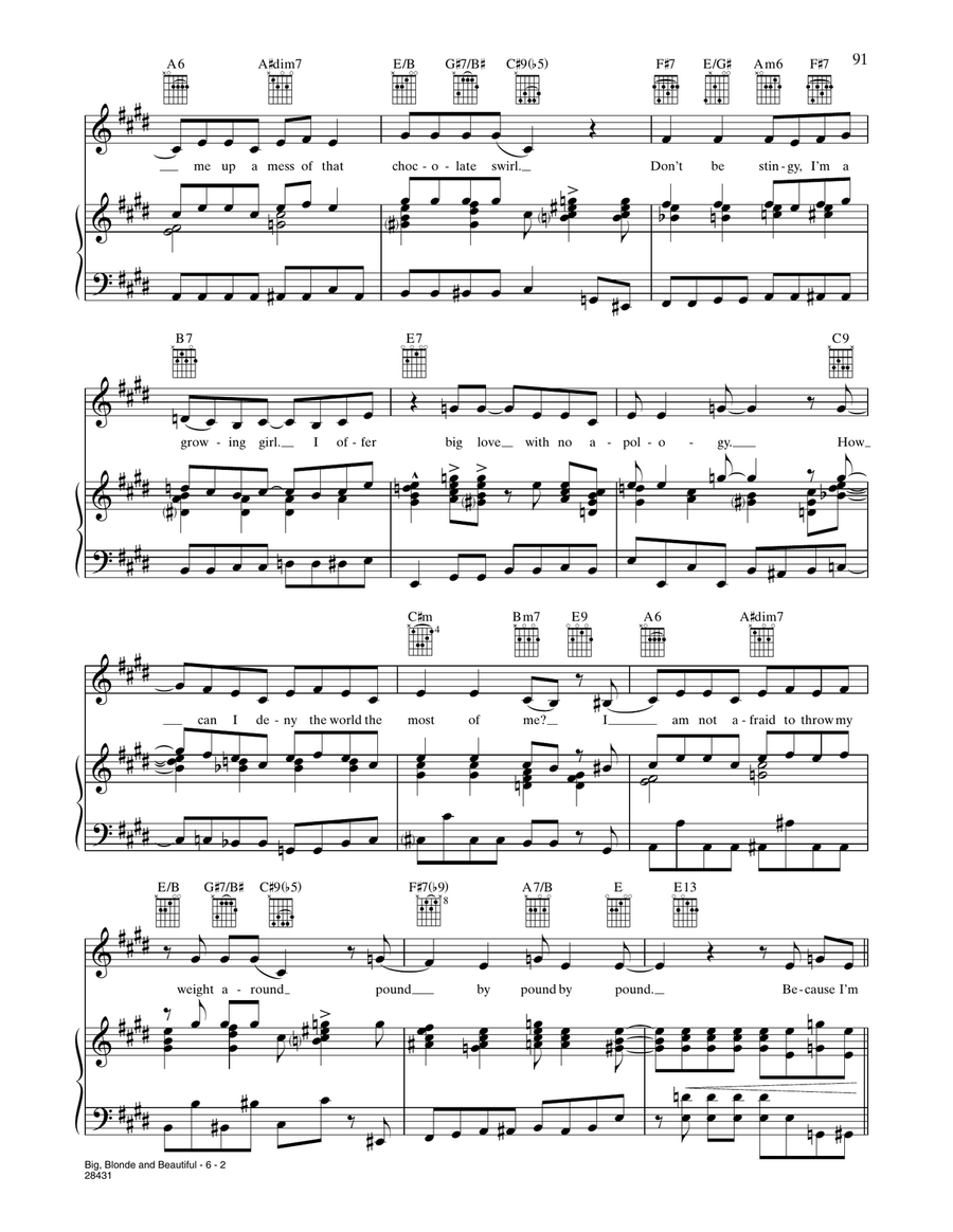 Big, Blonde And Beautiful (from Hairspray) Piano, Vocal, Guitar scores gallery preview page 2