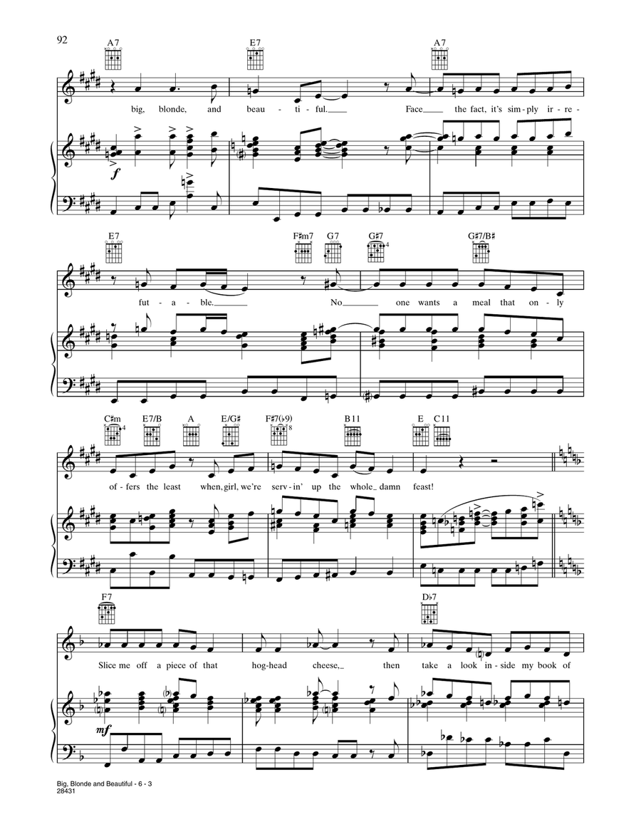 Big, Blonde And Beautiful (from Hairspray) Piano, Vocal, Guitar scores gallery preview page 3