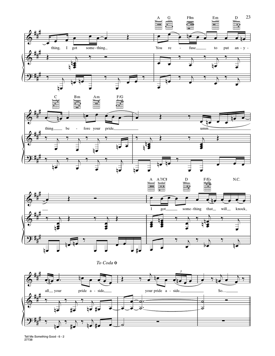 Tell Me Something Good (from Happy Feet) Piano, Vocal, Guitar scores gallery preview page 2