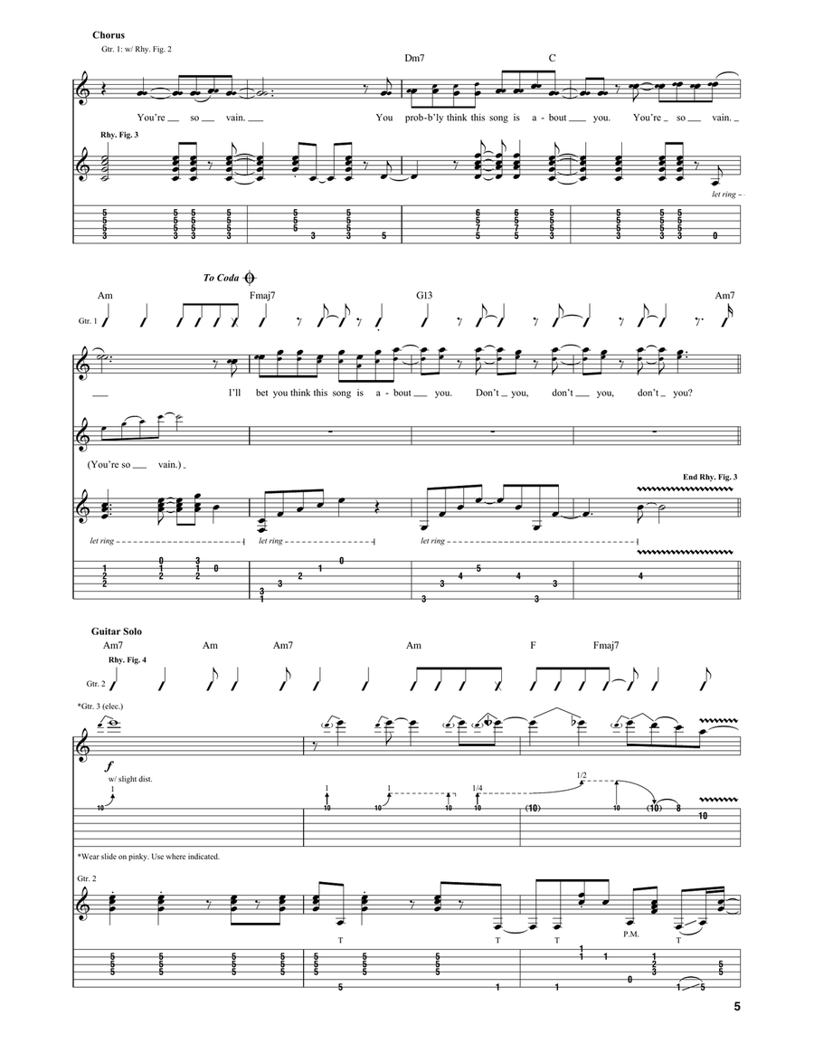 You're So Vain You're So Vain Acoustic Guitar scores gallery preview page 5