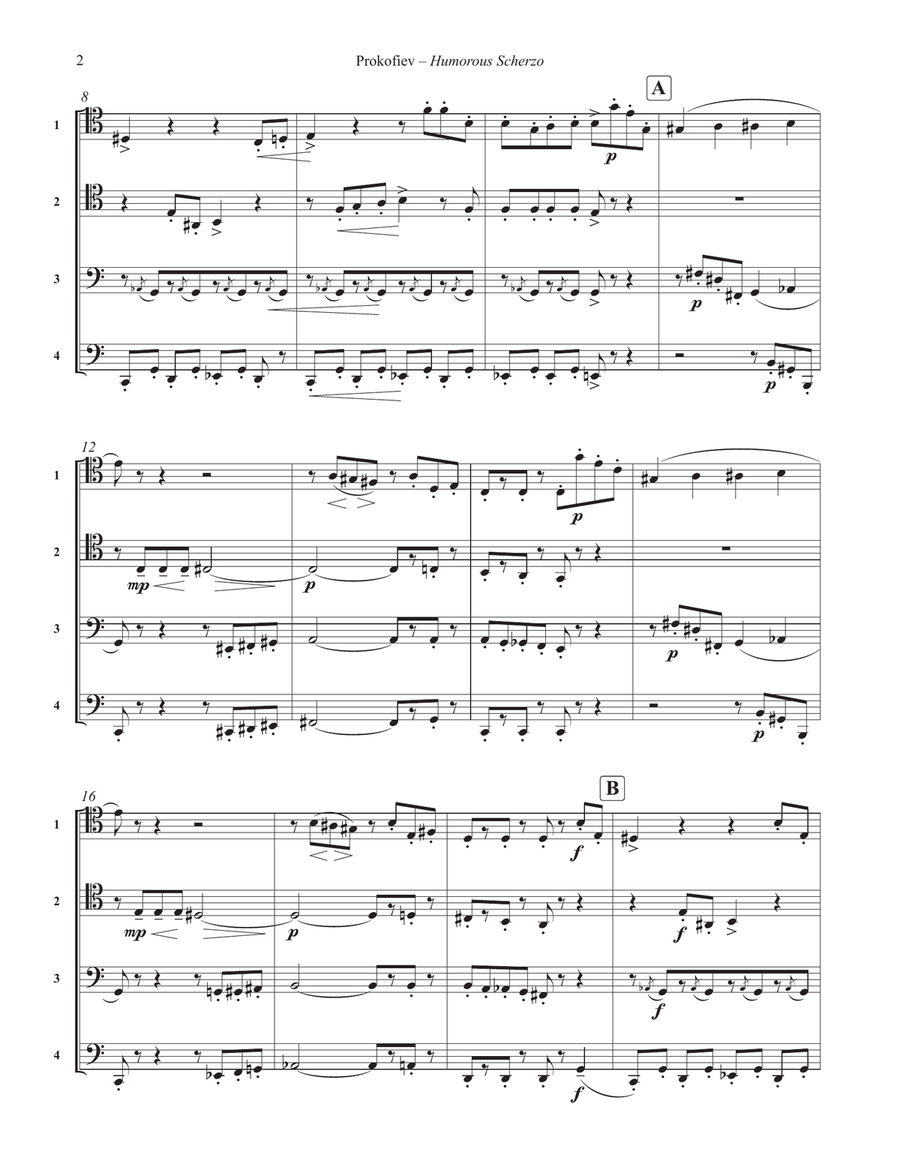 Humorous Scherzo, Op. 12, No. 9 for Trombone Quartet by Sergei Prokofiev Trombone Quartet - Digital Sheet Music page 2