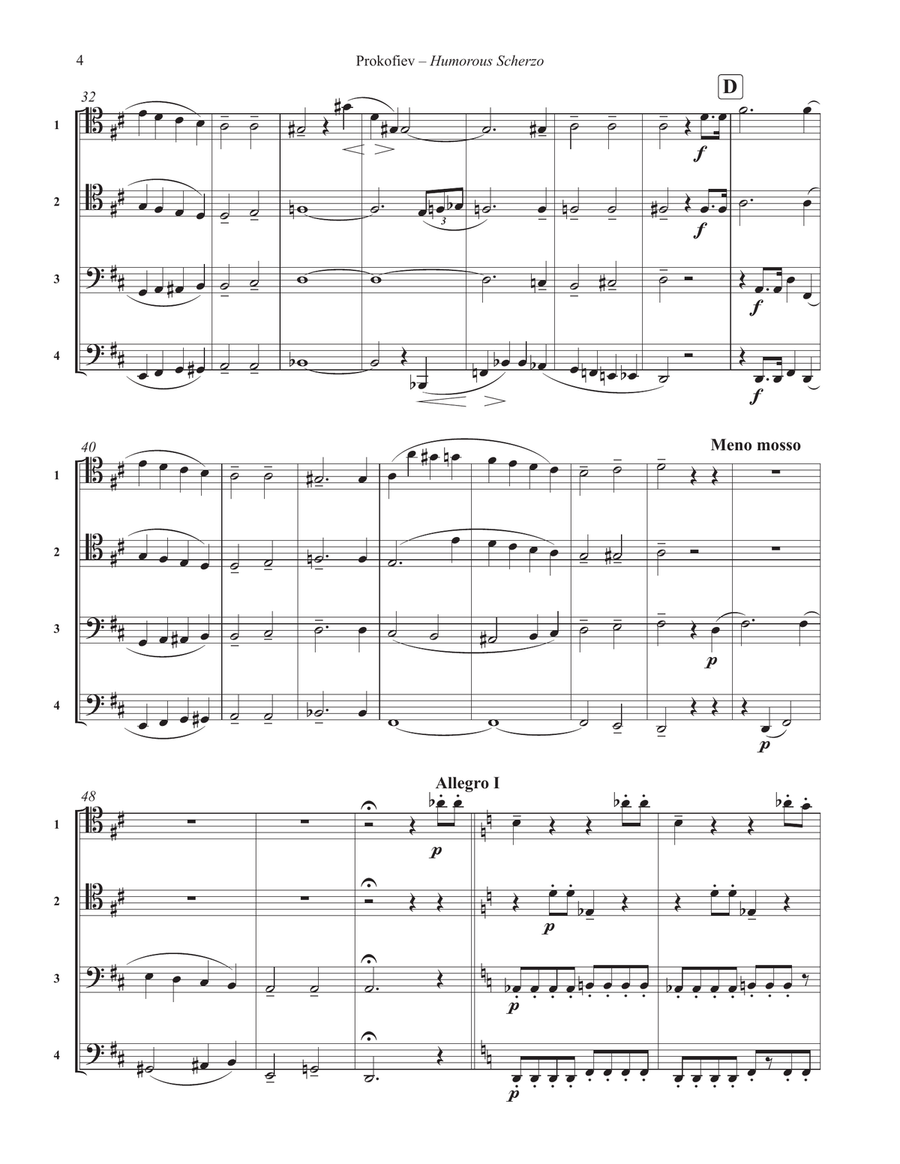 Humorous Scherzo, Op. 12, No. 9 for Trombone Quartet by Sergei Prokofiev Trombone Quartet - Digital Sheet Music page 4