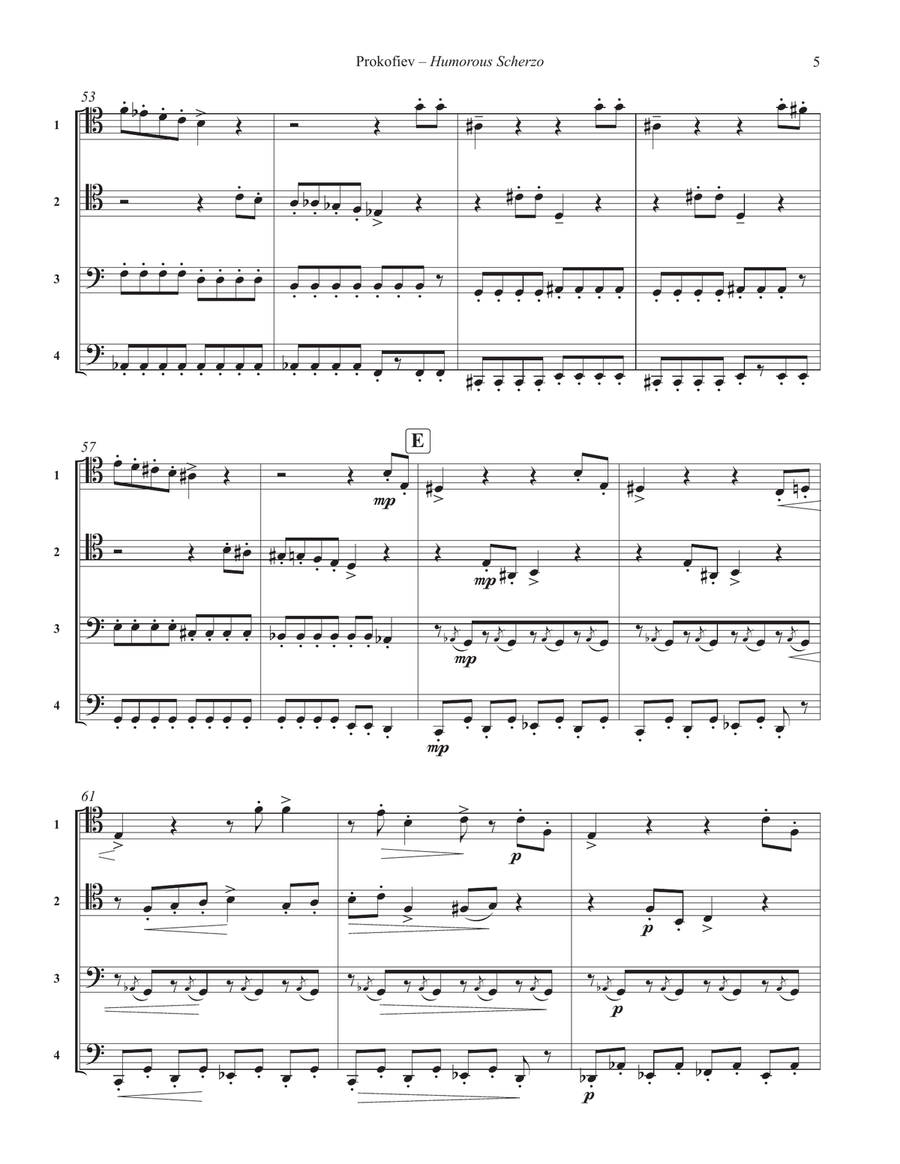 Humorous Scherzo, Op. 12, No. 9 for Trombone Quartet by Sergei Prokofiev Trombone Quartet - Digital Sheet Music page 5
