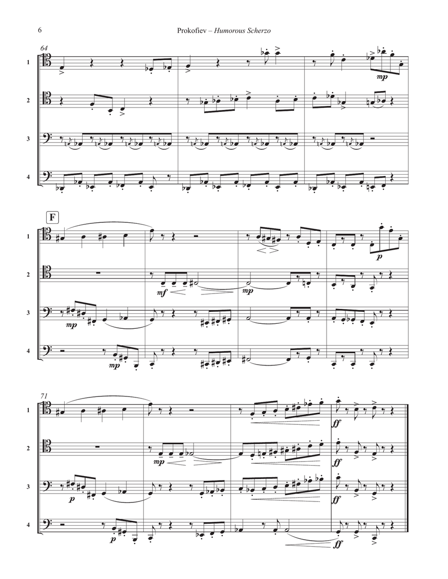 Humorous Scherzo, Op. 12, No. 9 for Trombone Quartet by Sergei Prokofiev Trombone Quartet - Digital Sheet Music page 6