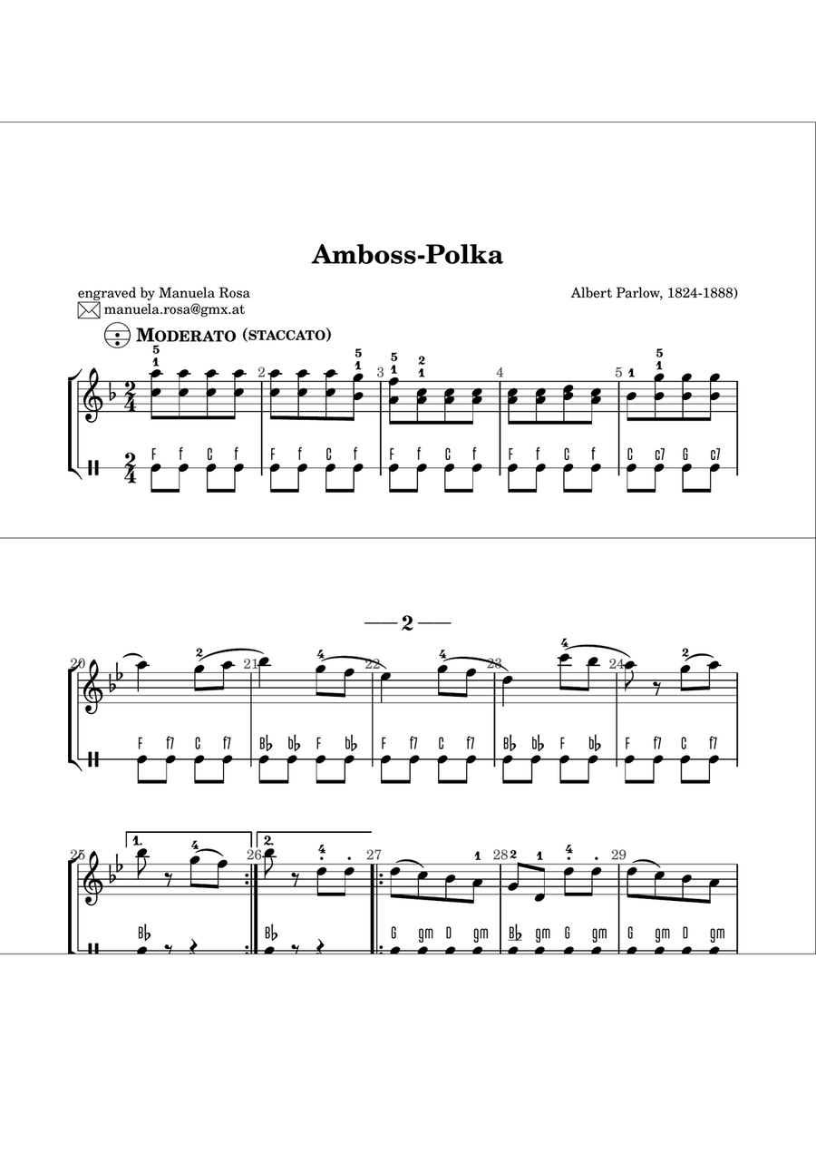 Amboss Polka (Anvil Polka for accordion; Albert Parlow) Piano Solo scores gallery preview page 4
