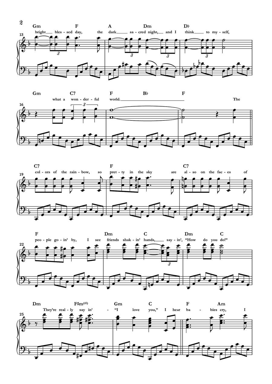 What A Wonderful World Piano Solo scores gallery preview page 2
