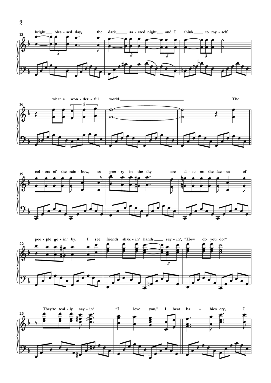 What A Wonderful World Piano Solo scores gallery preview page 2