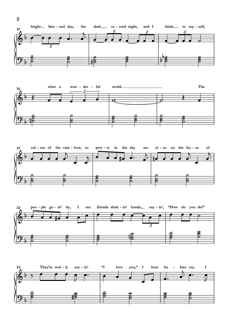 What A Wonderful World Easy Piano scores gallery preview page 2