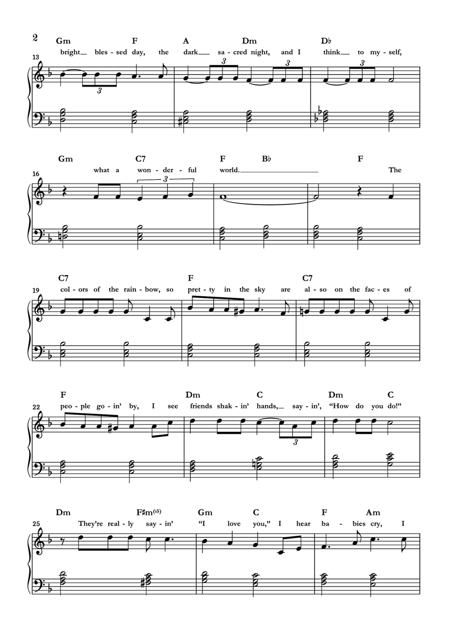What A Wonderful World Easy Piano scores gallery preview page 2
