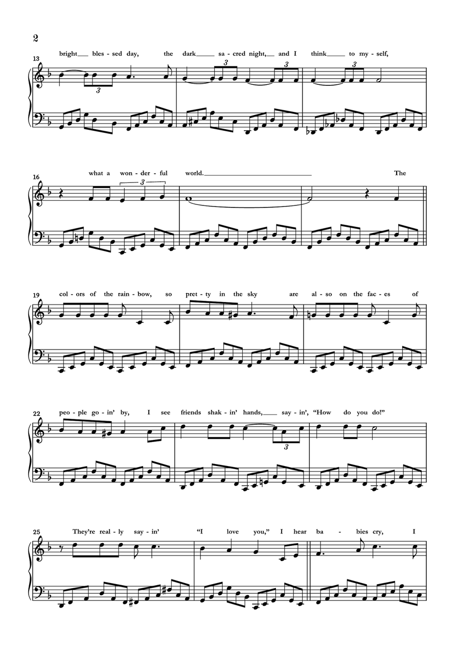 What A Wonderful World Piano Solo scores gallery preview page 2