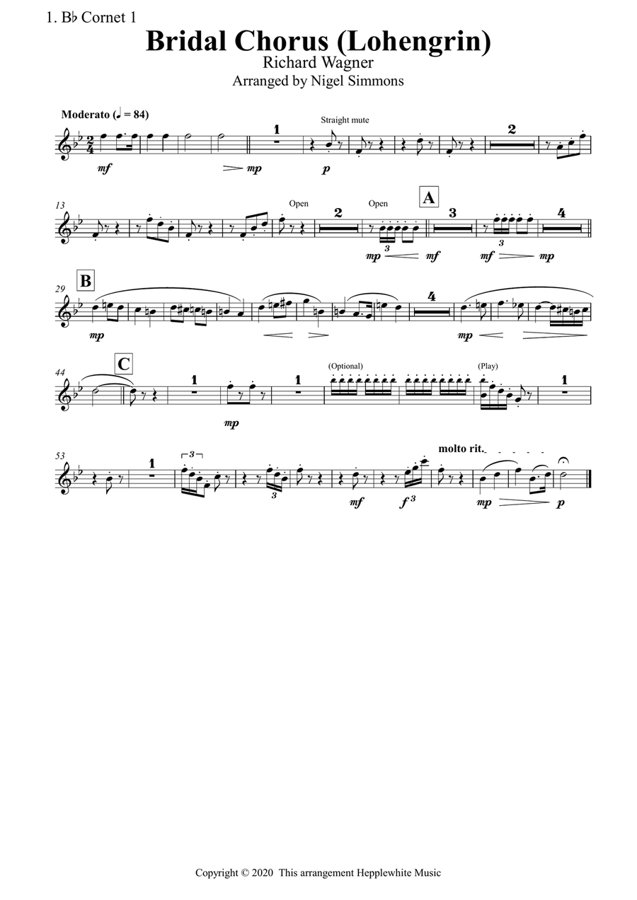 Bridal Chorus (Lohengrin) Brass Ensemble scores gallery preview page 4