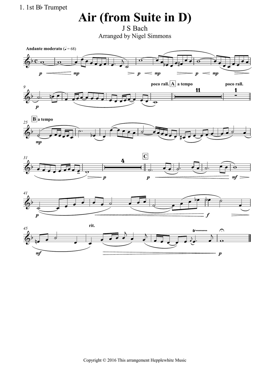 Air (from Suite No. 3 in D) Brass Quintet scores gallery preview page 4