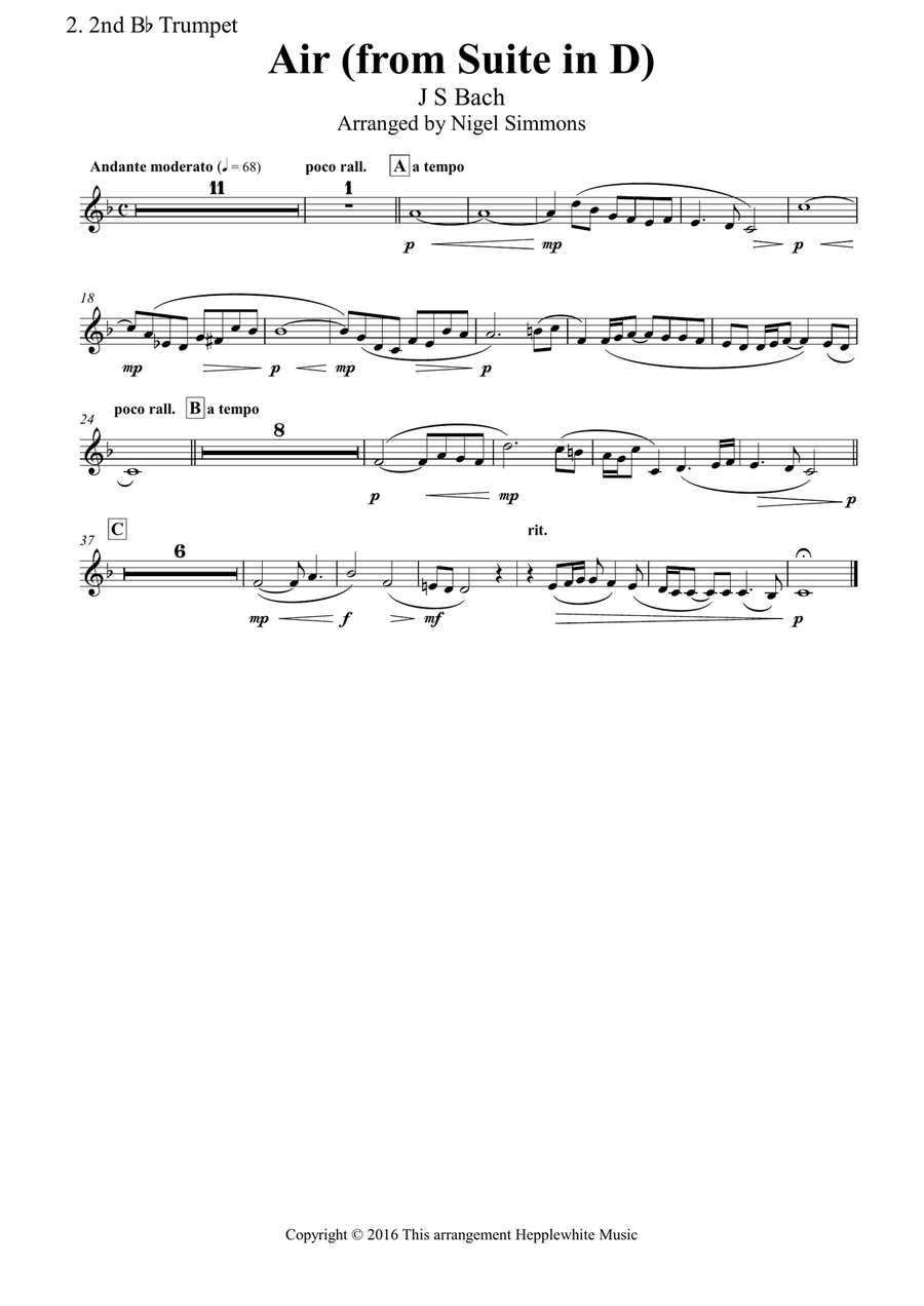 Air (from Suite No. 3 in D) Brass Quintet scores gallery preview page 5