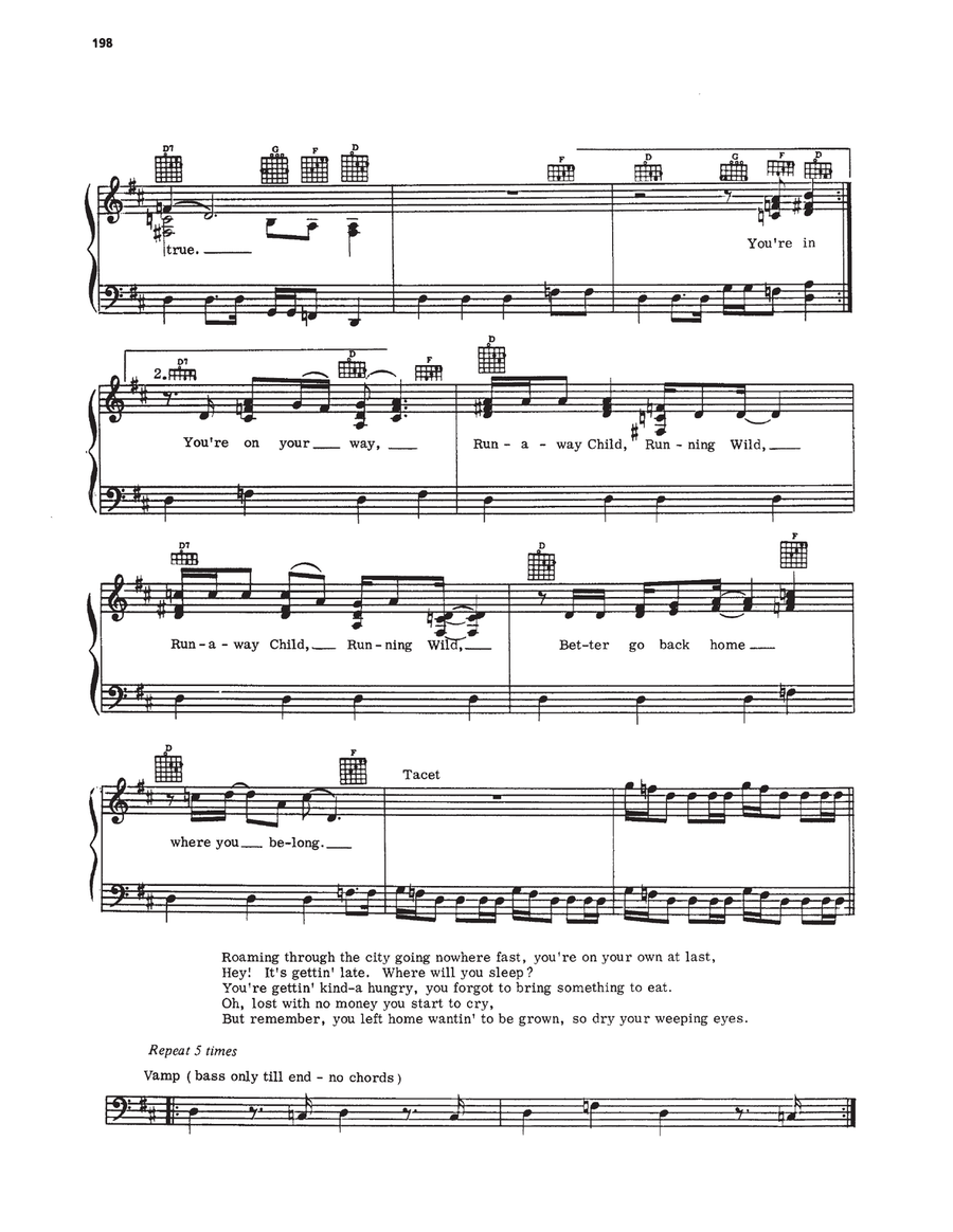 Runaway Child Running Wild Piano, Vocal, Guitar scores gallery preview page 2