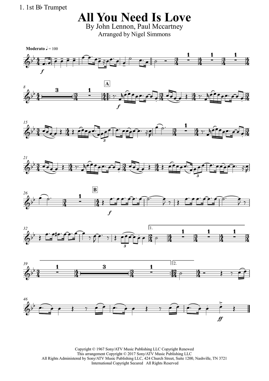 All You Need Is Love Brass Quintet scores gallery preview page 4