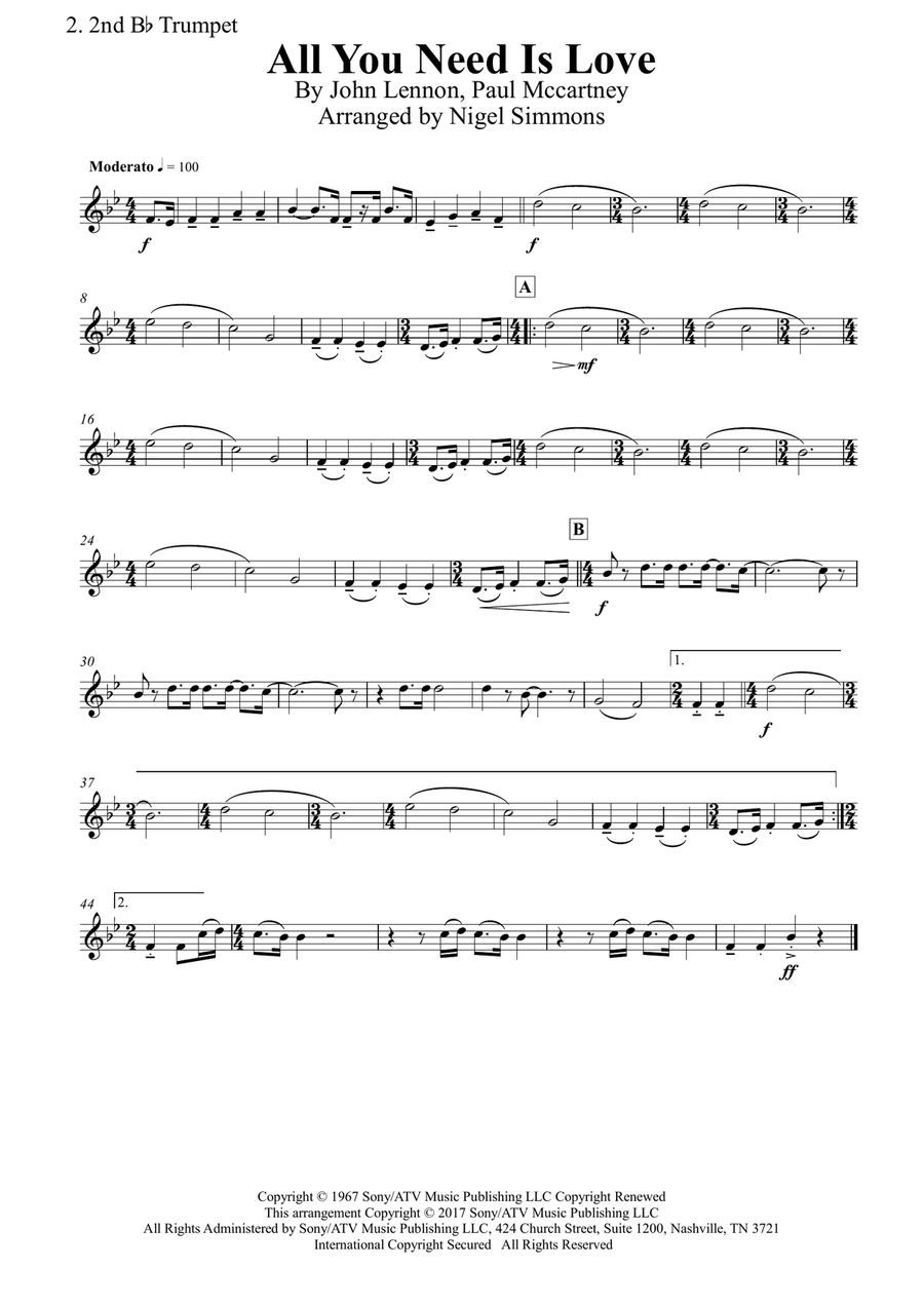 All You Need Is Love Brass Quintet scores gallery preview page 5