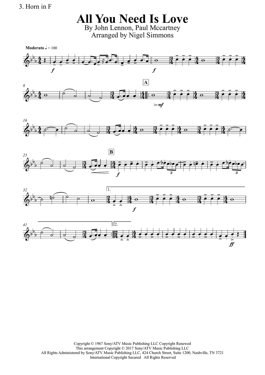 All You Need Is Love Brass Quintet scores gallery preview page 6