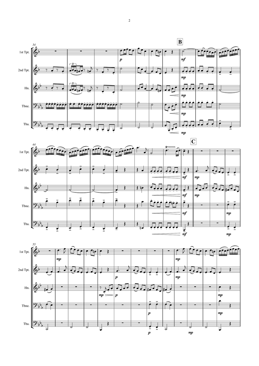 Alleluia (Exsultate Jubilate) Brass Quintet scores gallery preview page 2