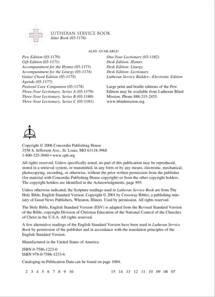 Lutheran Service Book: Altar Book Choir scores gallery preview page 3