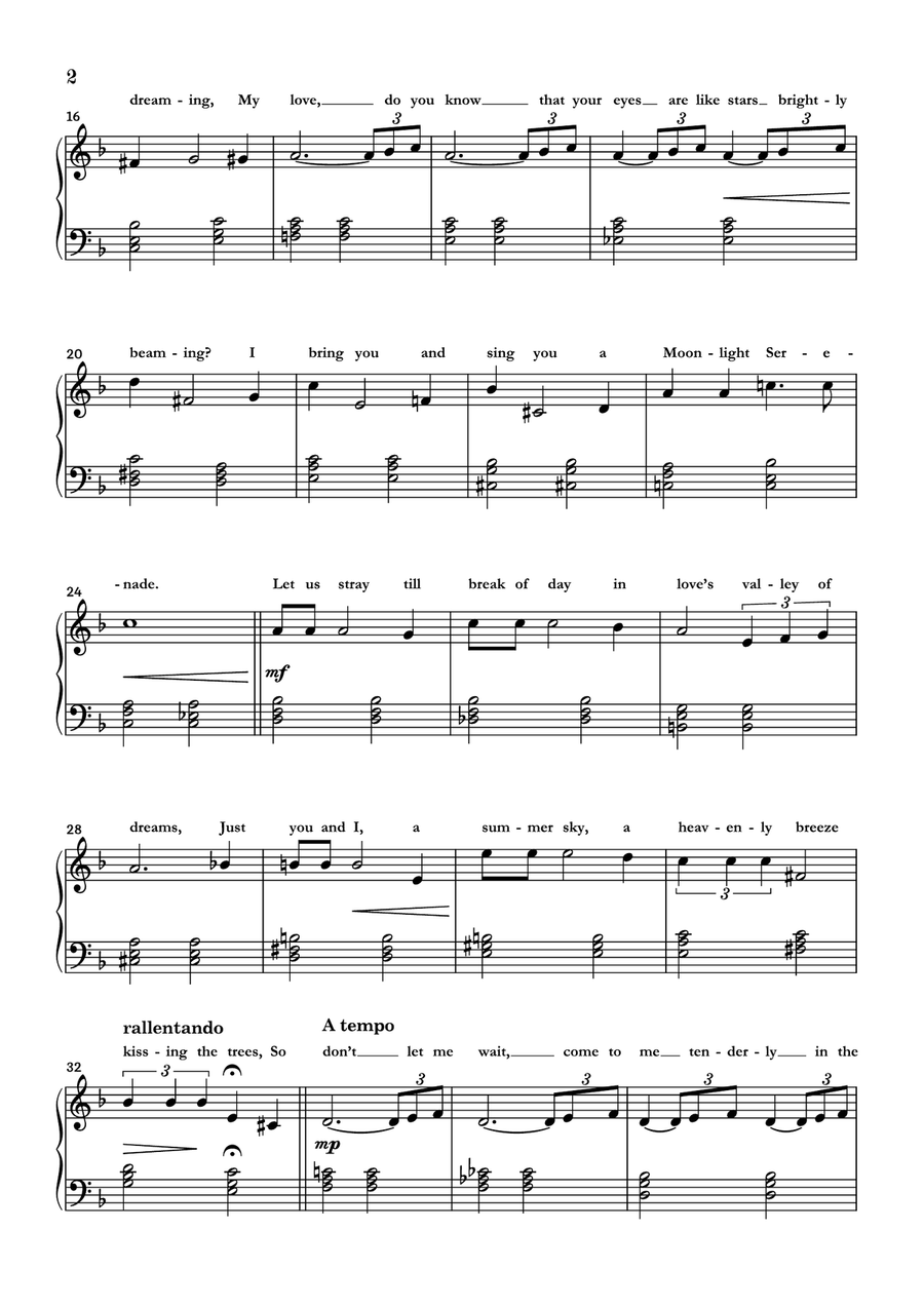Moonlight Serenade Easy Piano scores gallery preview page 2