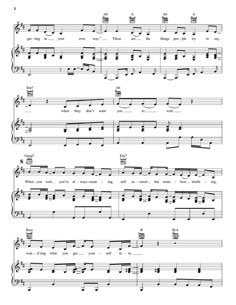 Waiting Waiting Piano, Vocal, Guitar scores gallery preview page 2