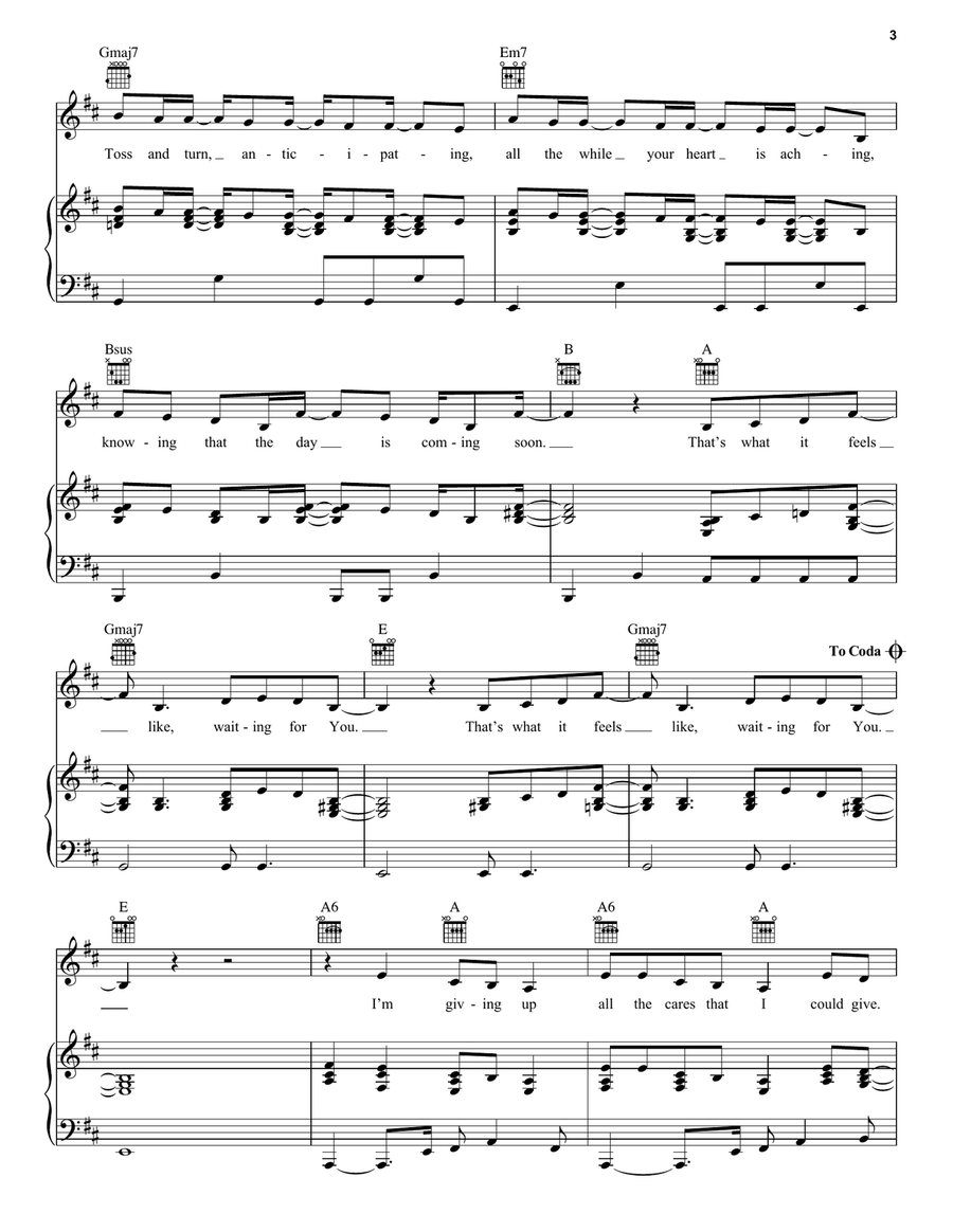 Waiting Waiting Piano, Vocal, Guitar scores gallery preview page 3