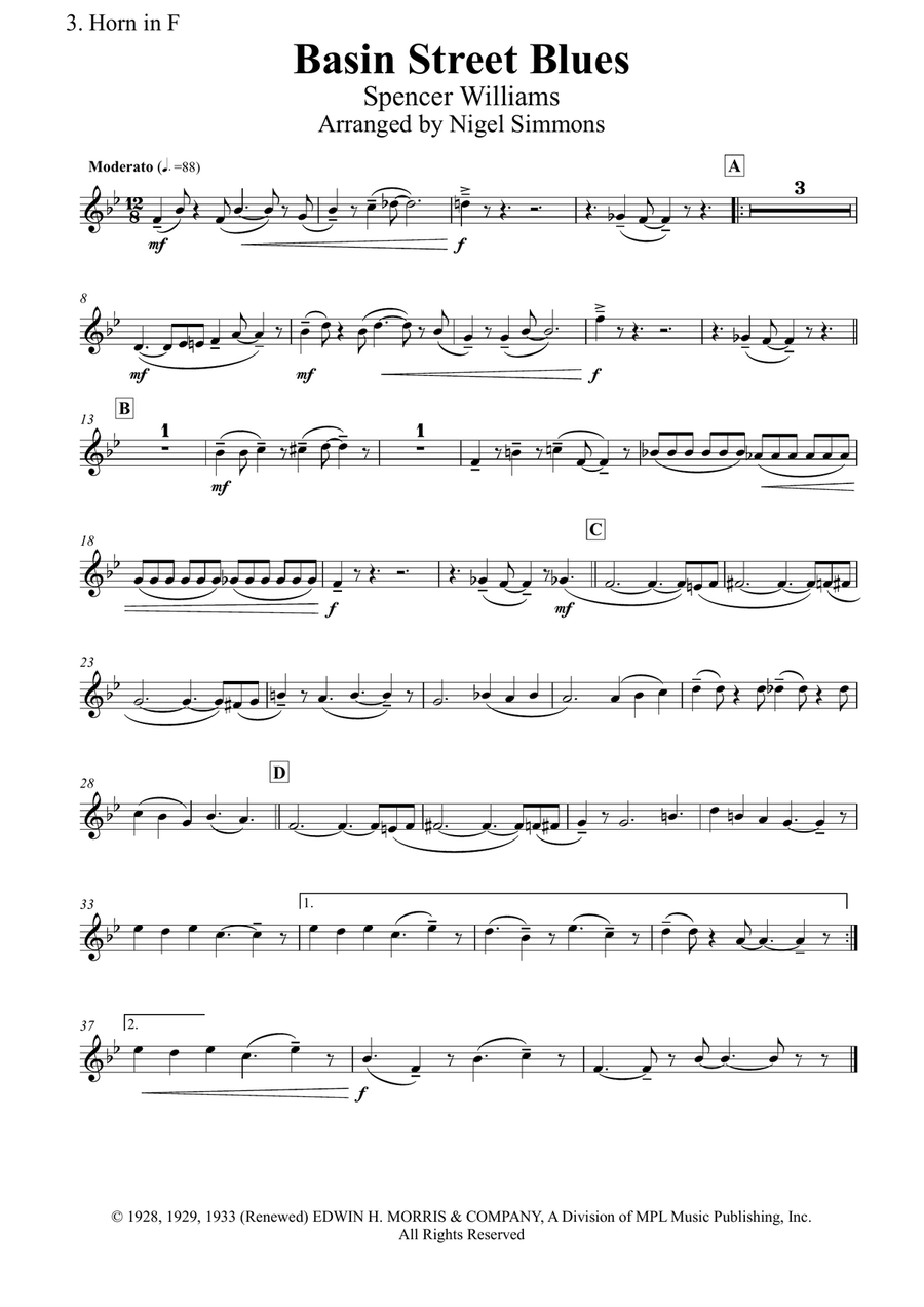 Basin Street Blues Brass Quintet scores gallery preview page 6