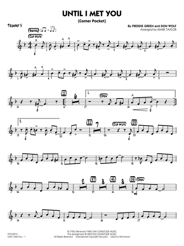 Until I Met You (Corner Pocket) (arr. Mark Taylor) - Trumpet 3