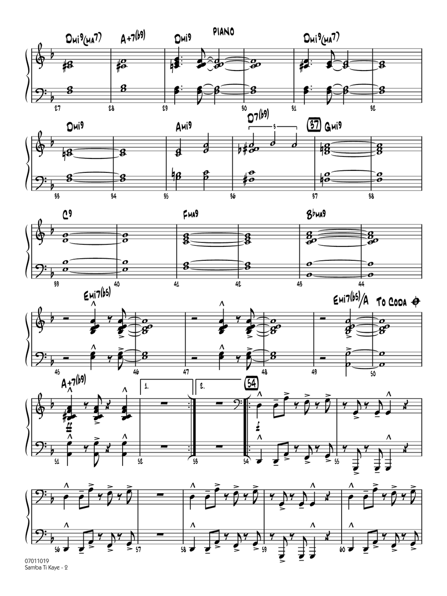 Samba Ti Kaye - Piano Samba Ti Kaye - Piano Jazz Ensemble scores gallery preview page 2