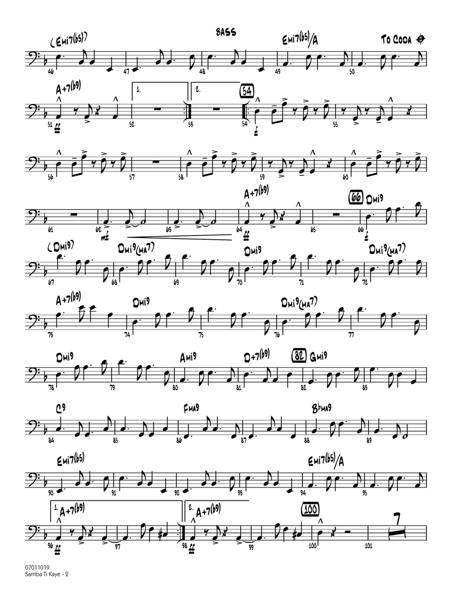 Samba Ti Kaye - Bass Jazz Ensemble scores gallery preview page 2