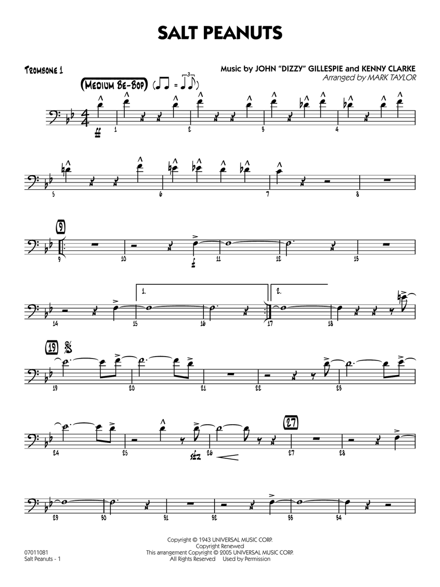 Salt Peanuts (arr. Mark Taylor) - Trumpet 4 Jazz Ensemble scores gallery preview page 1