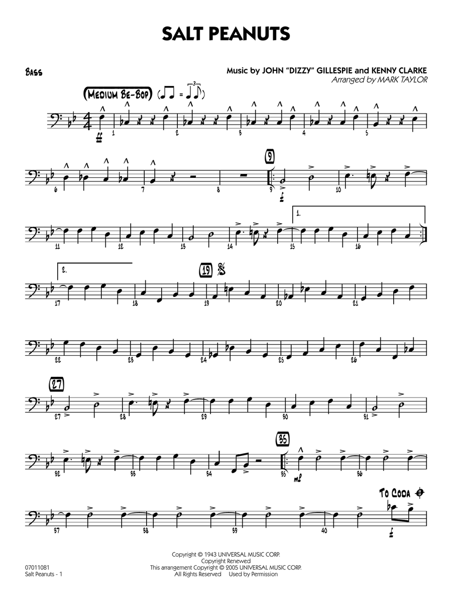 Salt Peanuts (arr. Mark Taylor) - Piano Jazz Ensemble scores gallery preview page 1
