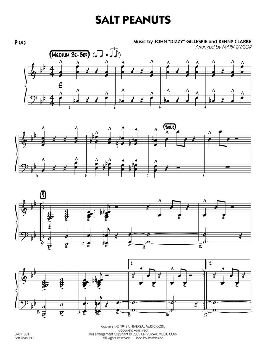 Salt Peanuts (arr. Mark Taylor) - Guitar Jazz Ensemble scores gallery preview page 1