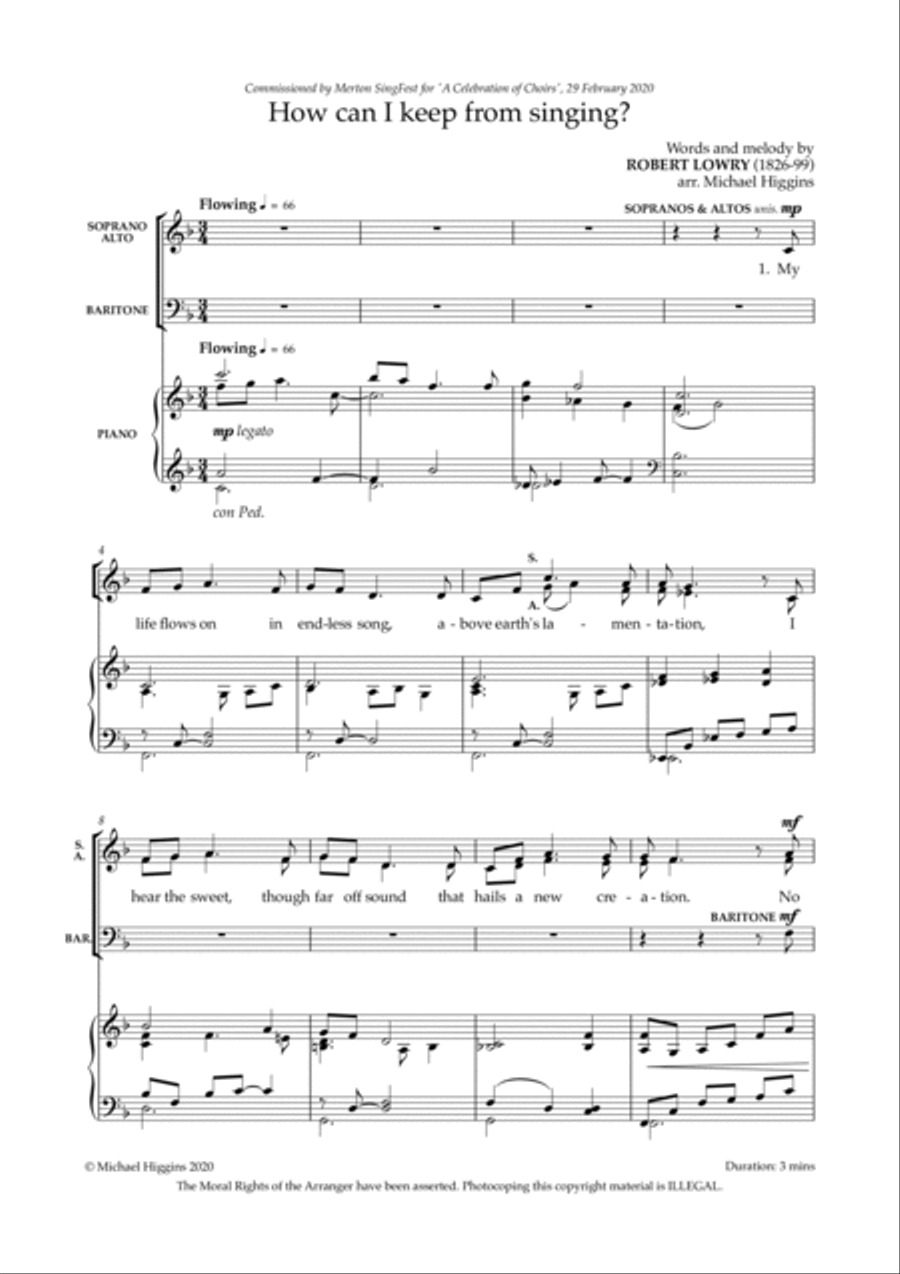 How can I keep from singing? 3-Part scores gallery preview page 2
