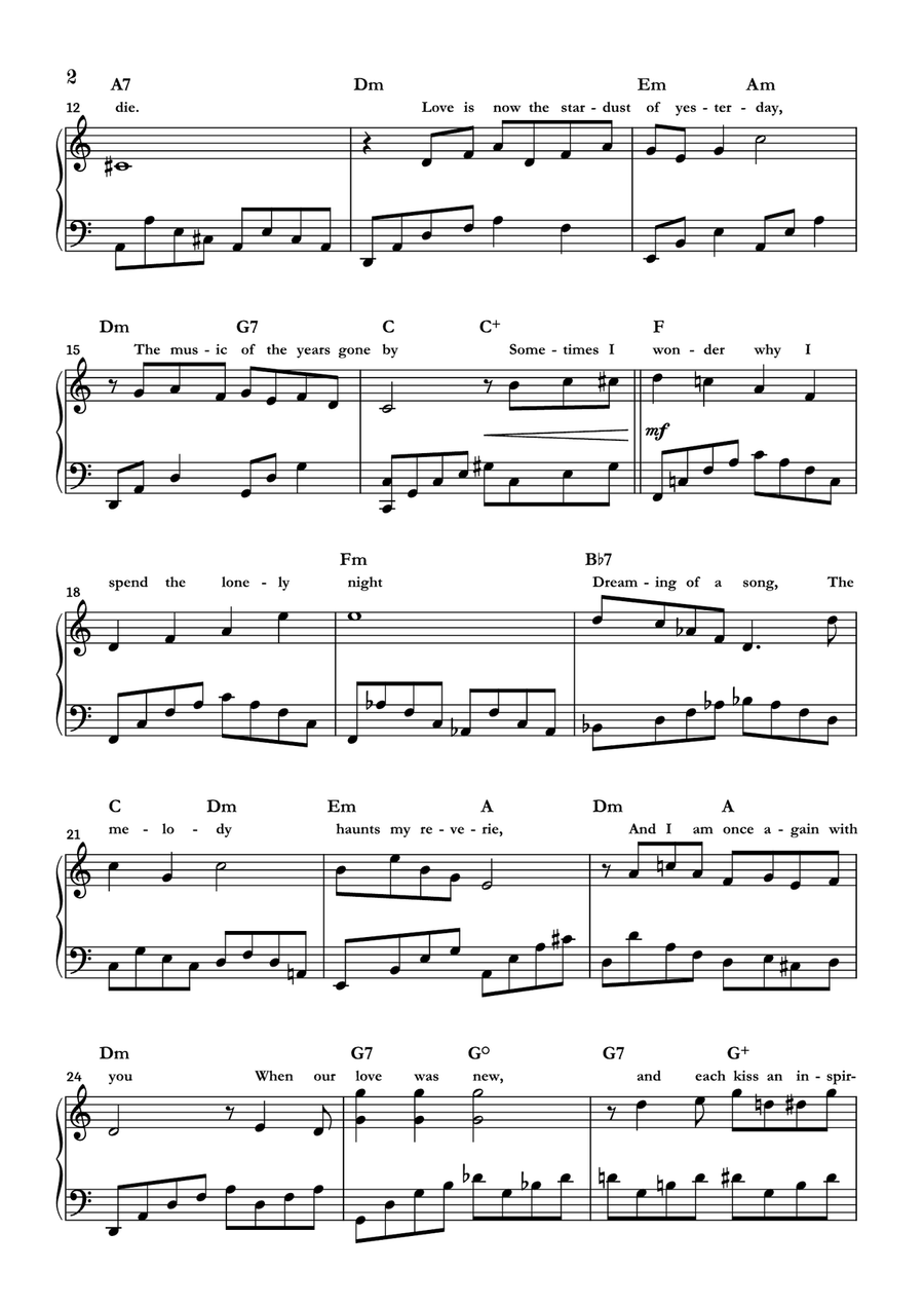 Stardust Piano Solo scores gallery preview page 2