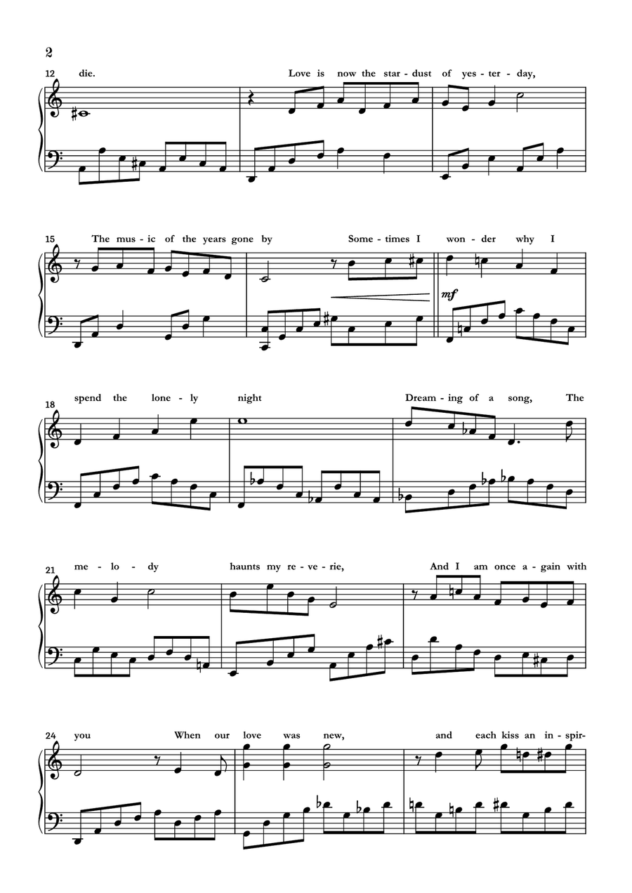Stardust Piano Solo scores gallery preview page 2