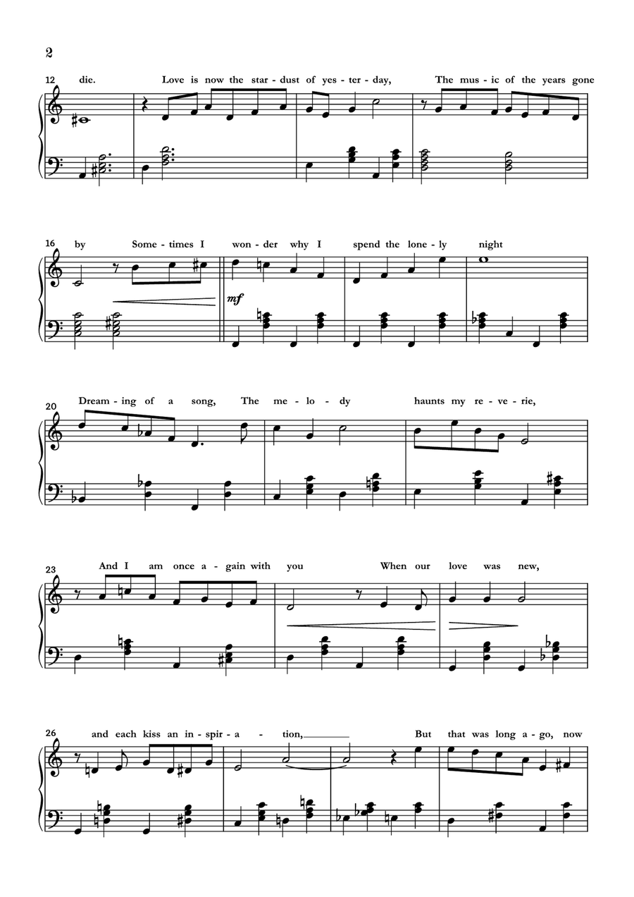 Stardust Piano Solo scores gallery preview page 2