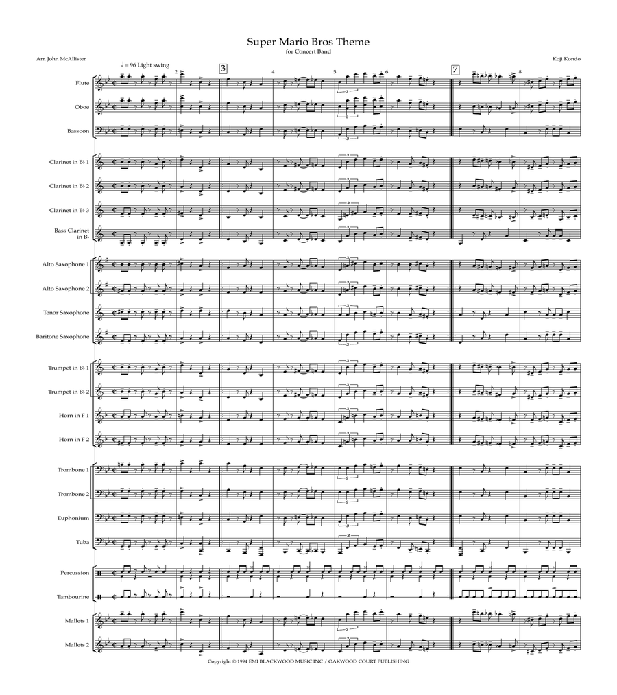 Super Mario Bros Theme Concert Band scores gallery preview page 2
