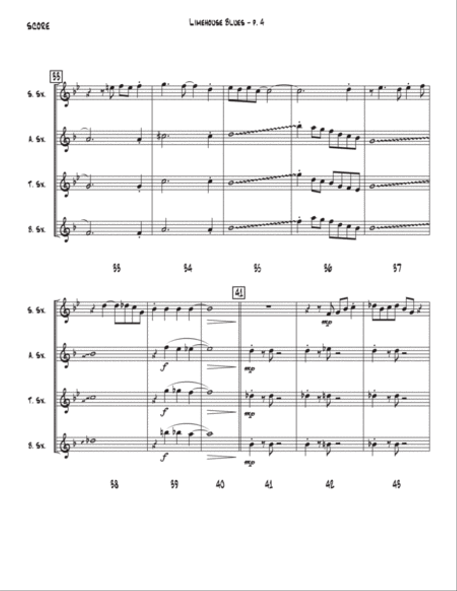 Limehouse Blues Saxophone Quartet scores gallery preview page 4