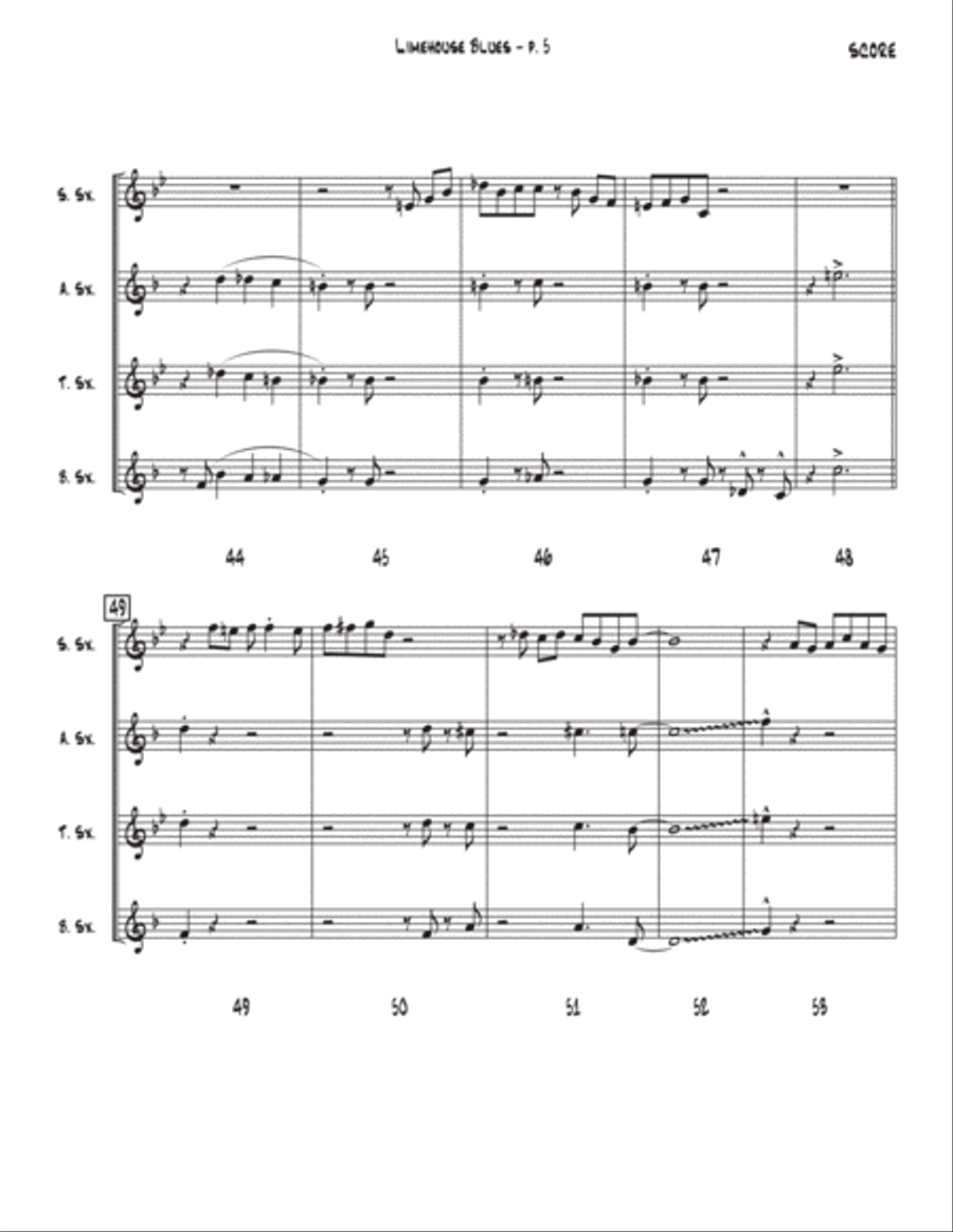Limehouse Blues Saxophone Quartet scores gallery preview page 5