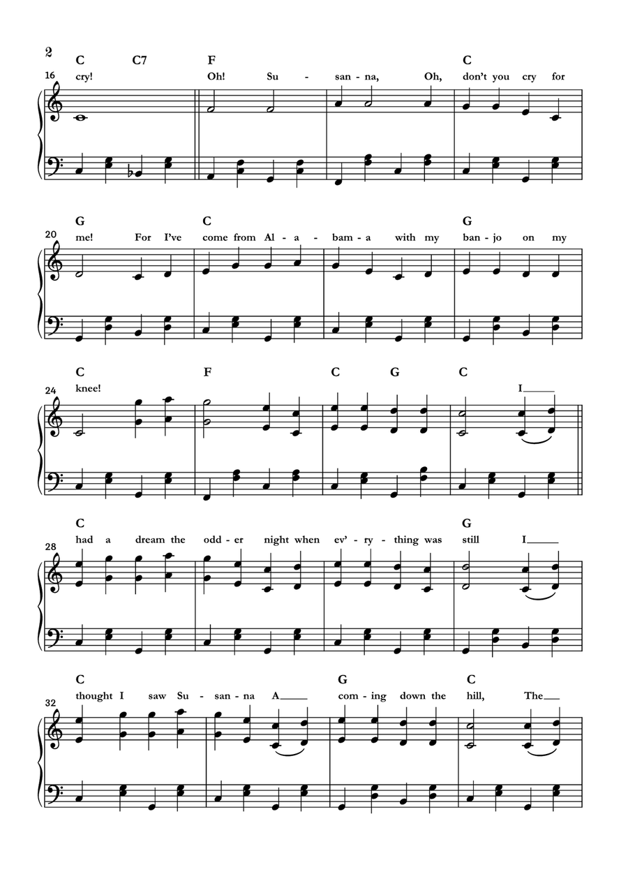 Oh! Susanna Piano Solo scores gallery preview page 2