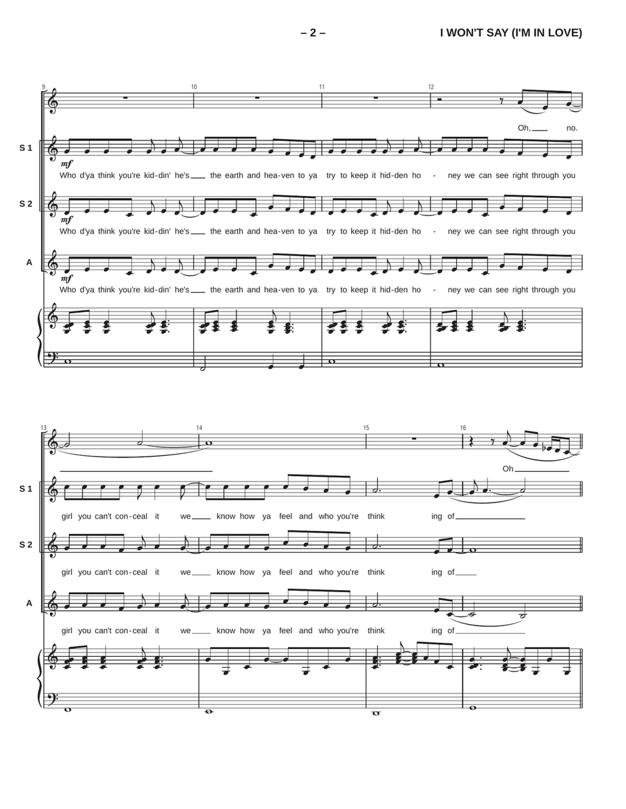 I Won't Say (i'm In Love) SSAA scores gallery preview page 2
