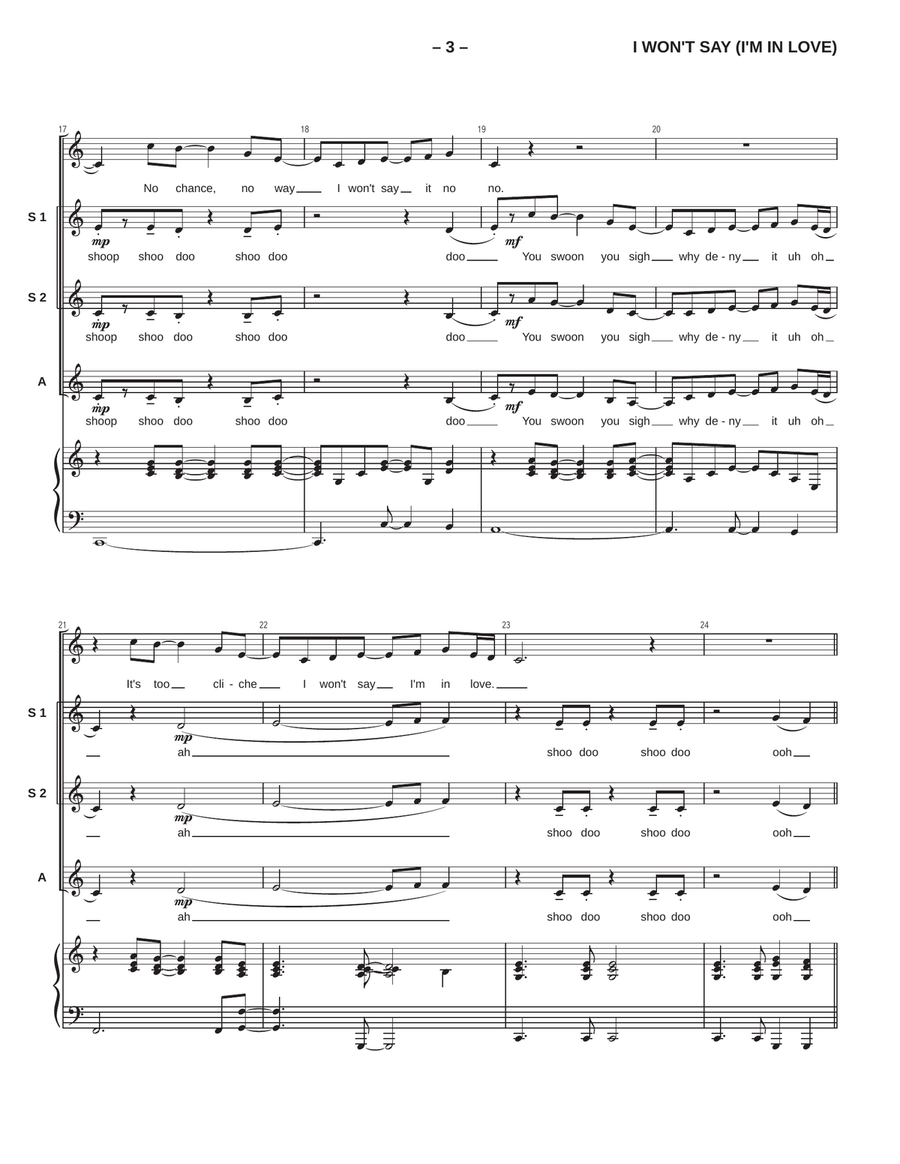 I Won't Say (i'm In Love) SSAA scores gallery preview page 3