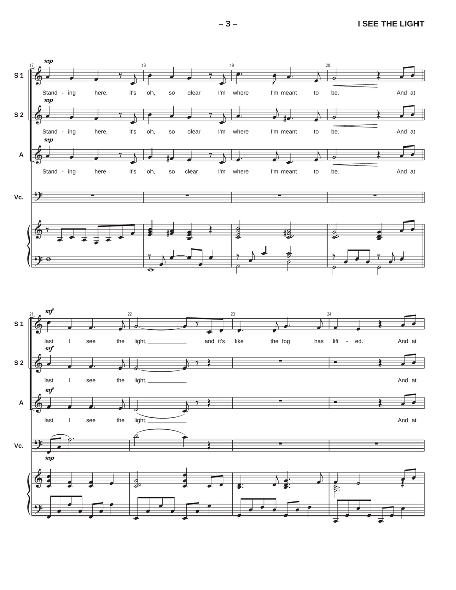 I See The Light I See The Light SSA scores gallery preview page 3