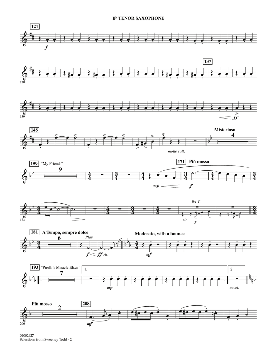 Selections from Sweeney Todd (arr. Stephen Bulla) - Bb Tenor Saxophone Concert Band scores gallery preview page 2