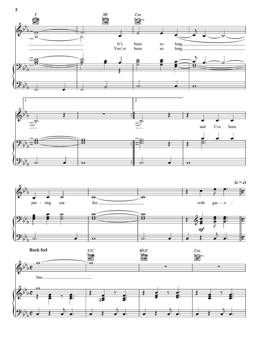 Cat People (Putting Out The Fire) Piano, Vocal, Guitar scores gallery preview page 2