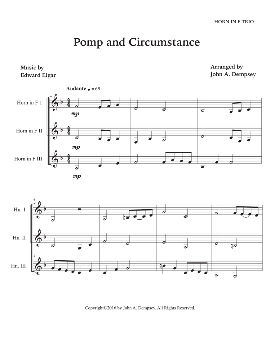 Pomp and Circumstance (Horn in F Trio) Brass Trio scores gallery preview page 5