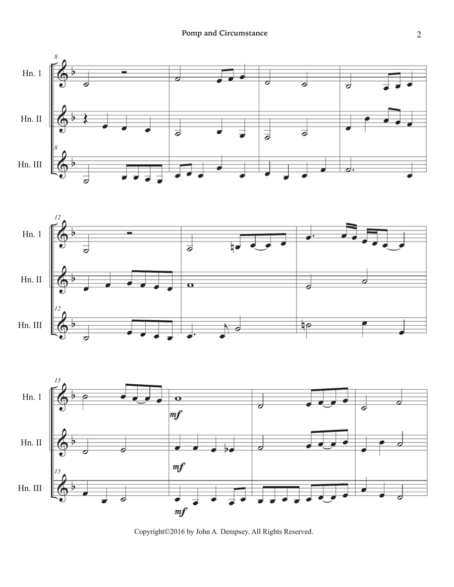 Pomp and Circumstance (Horn in F Trio) Brass Trio scores gallery preview page 6