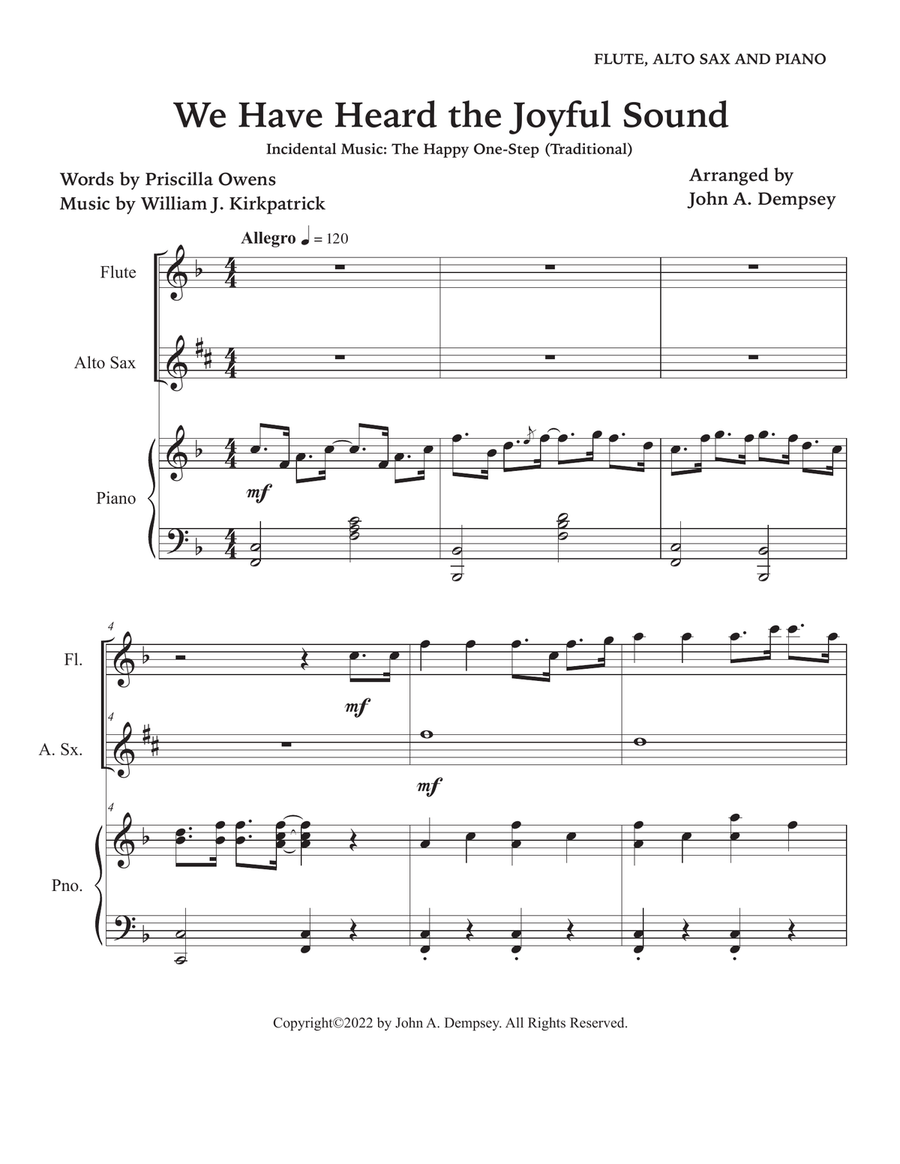 We Have Heard the Joyful Sound (Jesus Saves): Trio for Flute, Alto Sax and Piano Small Ensemble scores gallery preview page 5